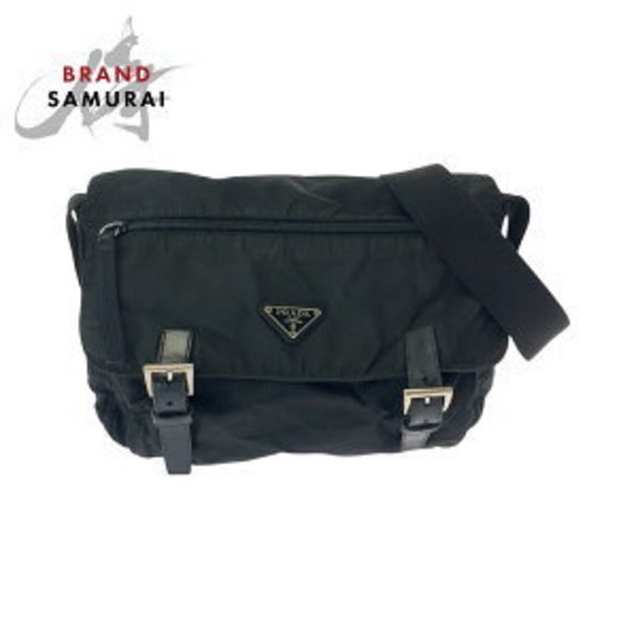 Prada Tessuto triangular black nylon Shoulder Bag messenger - Picture 1 of 9